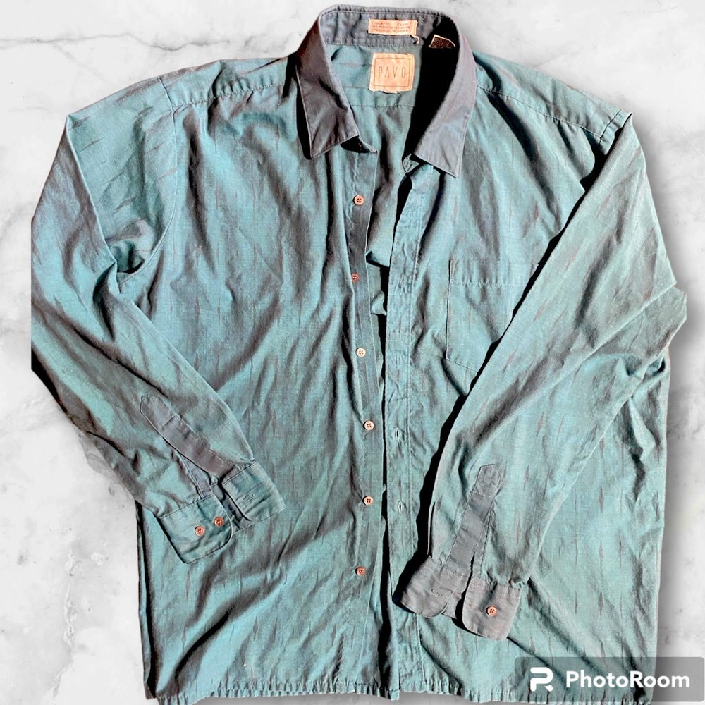 Pavo men’s shirt XL green/teal color with grey-ish lines shown in picture .